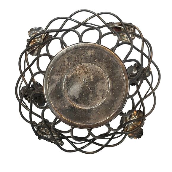 Godinger Silver Art Co Ltd. Wire Basket With Handle Grapevine Grape Leaves 7.5" - Picture 6 of 10